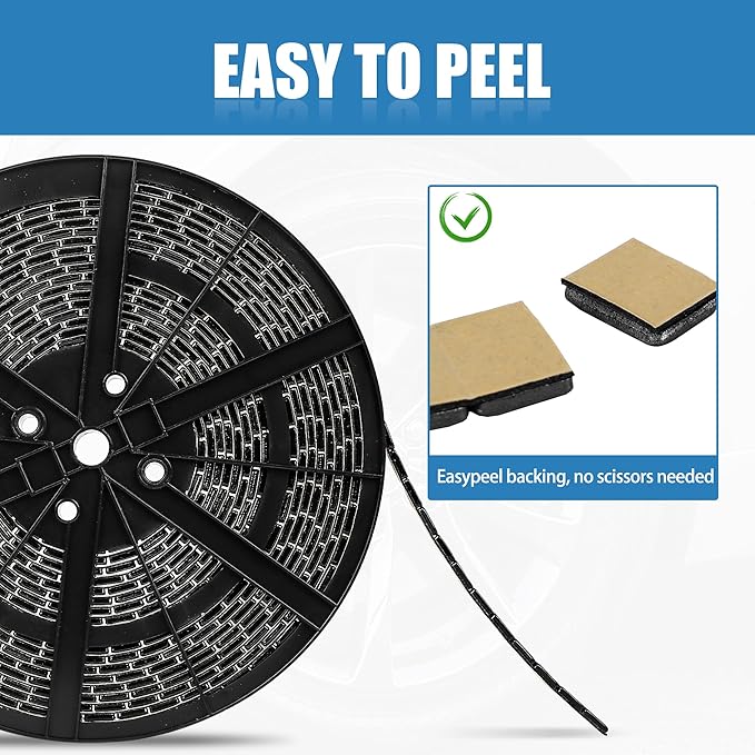 0.25 Oz Black Adhesive Wheel Weights（715pcs,11lbs/5kg）,1/4 Oz Stick on Wheel Weights for Cars, Trucks, SUVs, Motorcycles, Low Profile