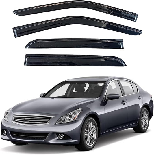KPY Window Visor Compatible with Infiniti G35 G37 G25 Q40 2007-2015, 4PC Rain Guard Side Window Vent Deflectors Tape-On Mugen Style, 2007 2008 2009 2010 2011 2012 2013 2014 2015