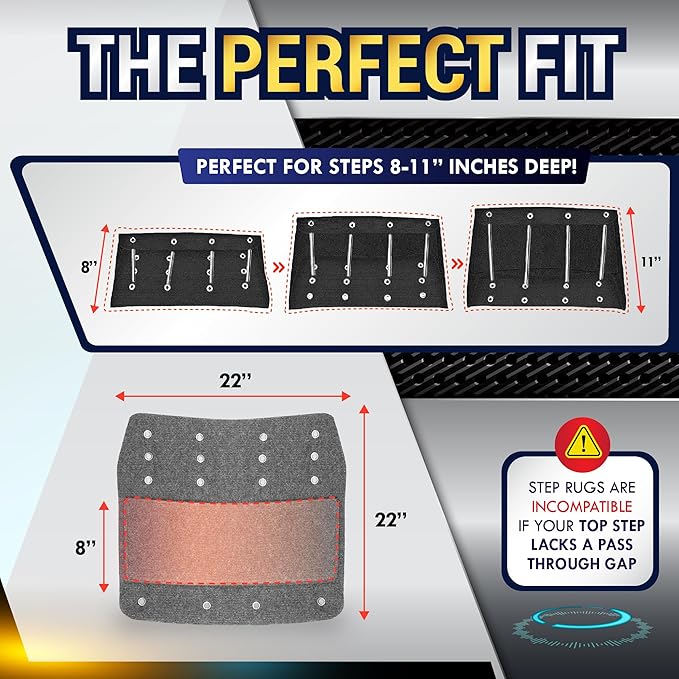 LATCH.IT RV Step Covers 3 Pack | 22-inch Wide Camper Step Covers for 8-11" Deep Radius Steps Only! | Gray RV Stair Carpet | RV Step Cover | Keep Your RV Cleaner with Our Radius RV Stair Covers!