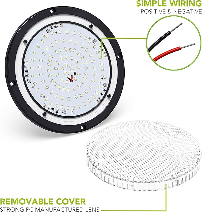 RV Trailer Camper 1000 Lumen 5th Wheel Black 8.5" Round Scare Porch 12V LED Light (LED Light 1000 Lumen Black)