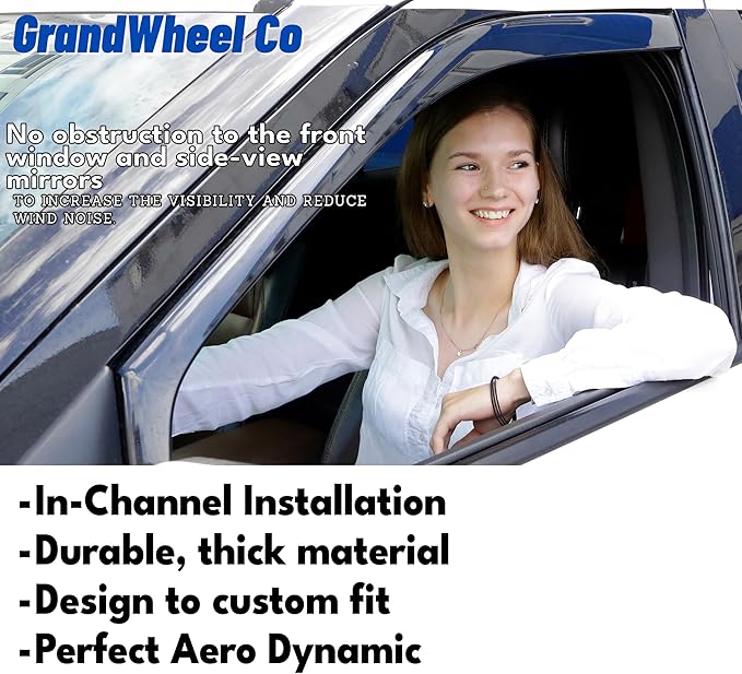 Window Deflectors Smoke Tinted in-Channel Side Window Vent Visor Deflectors Rain Guards Compatible with Ford F150 2021-2026 SuperCrew - 4pcs. GW0184