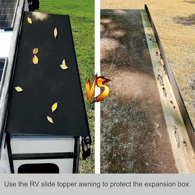 Dulepax RV Slide Out Awning,RV Slide Topper,Modular Camper Slide Out Awning Kit,Slide Toppers for RVs,5th Wheels,Travel Trailers and Motorhomes,Black,13'9''(13'1''Fabric)