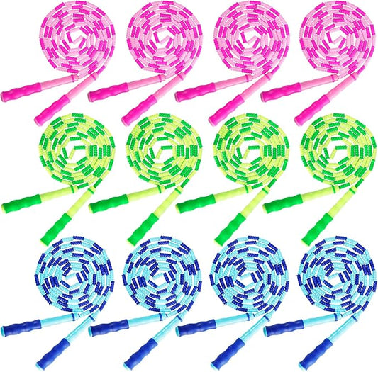12 Pack Jump Ropes for Kids,Beaded Jump Rope,Adjustable Length Tangle-Free Segmented Jumping Rope,Beaded Skipping Ropes for Kids,Men,Women,Adults Exercise,8.2 Ft