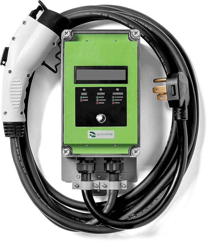 Ultra 32 Amp Electric Vehicle EV Charging Station J1772 NEMA 14-50 240V Level 2 EVSE with Display CSA Safety Certified