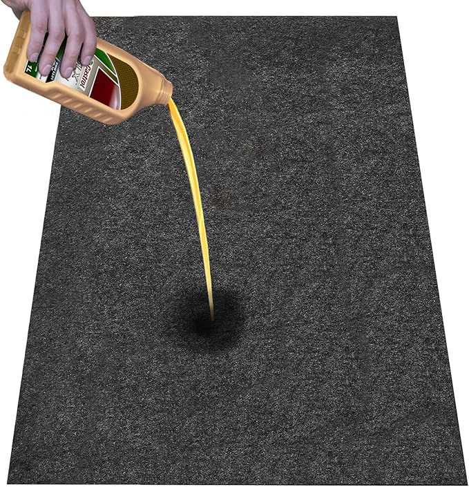 36X60 Iches Garage Mats Absorb Liquids Oil Drip Pan for Under Car Waterproof Rubber Backing Layer Oil Spill Mat Protects Floor from Spills Drips Splashes Stains Garage Floor Mat (36x60 in)