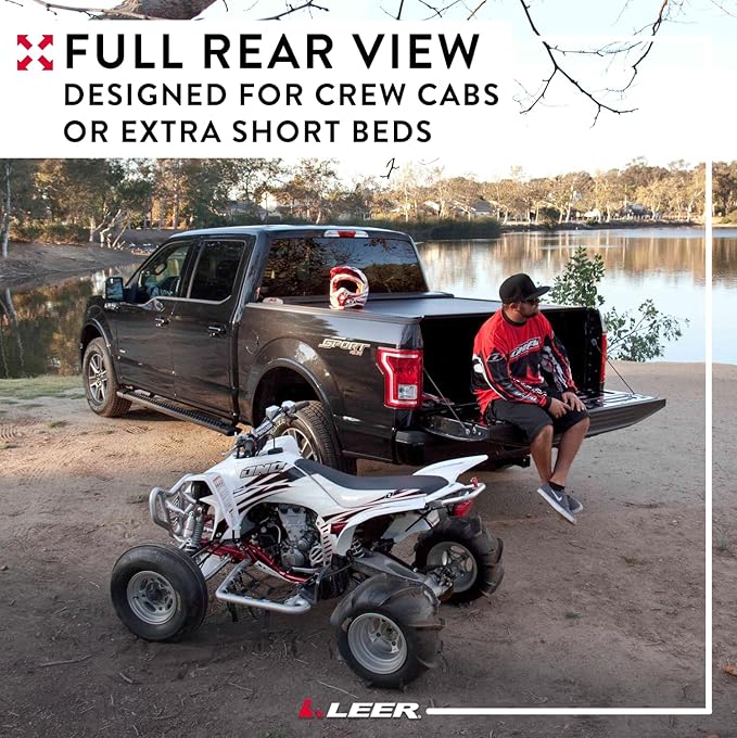 LEER ROLLITUP Retractable Truck Bed Tonneau Cover for Toyota Tacoma Double Cab, Years 2016-2023, 5'1" Truck Bed, Black