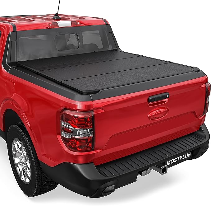 MOSTPLUS Tri-Fold Hard Truck Bed Tonneau Cover On Top Compatible with 2022 2023 Ford Maverick Bed 3 Fold Fleetside (4.5 FT Feet Bed-54.4 inch