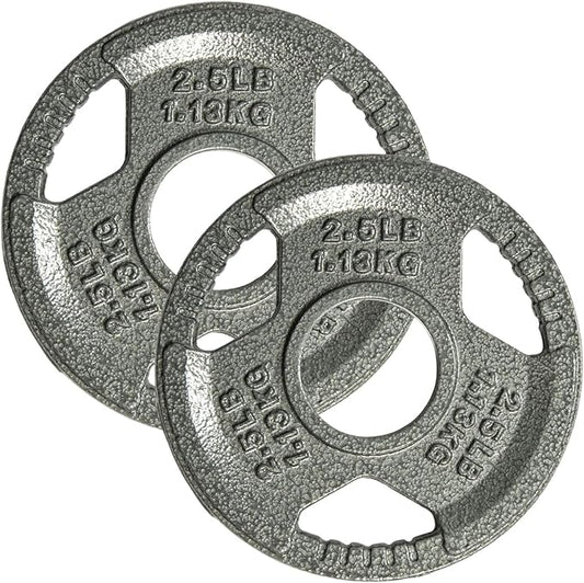 Yes4All Tri-Grip Handles Cast Iron Olympic Weight Plates, 2-Inch Weight Plates for Weight Lifting with Smooth and Durable Finish, Suitable for Strength Training Exercises (Single, Pair and Set)