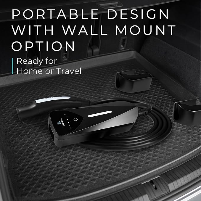 Lectron Level 1/2 (8A - 40A) Tesla NACS Portable EV Charger - Dual-Level Electric Vehicle Charging Station with NEMA 14-50/5-15 Plug - Compatible with All NACS Electric Vehicles