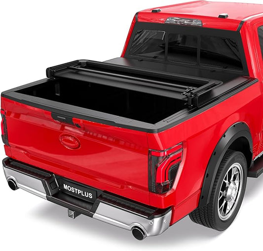 MOSTPLUS Tri-Fold Soft Folding Truck Tonneau Cover Compatible with 2004 2005 2006 2007 2008 Ford F150 F-150 (Excl. 2004 Heritage) Styleside 3 Fold On Top (5.5 FT)