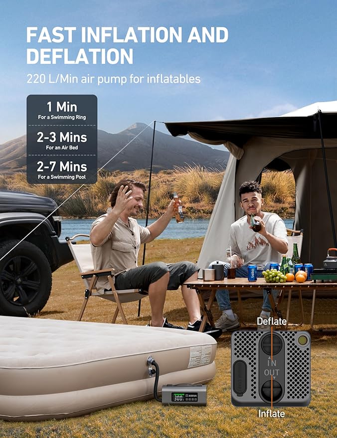 AstroAI Portable Jump Starter with Air Compressor 150PSI, 2500A Car Battery Jump Starter Pack Up to 7.5L Gas & 5.0L Diesel Engine, UL Certified, 12V Jump Box Car Battery with LCD Display, Lights