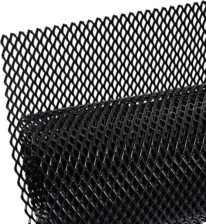 AggAuto 47x16 inches Car Pickup Truck Grill Mesh Spoiler Bumper Vent Aluminum Alloy Automotive Grille Insert Air Intake Racing Rhombic Hole 6x12mm Black