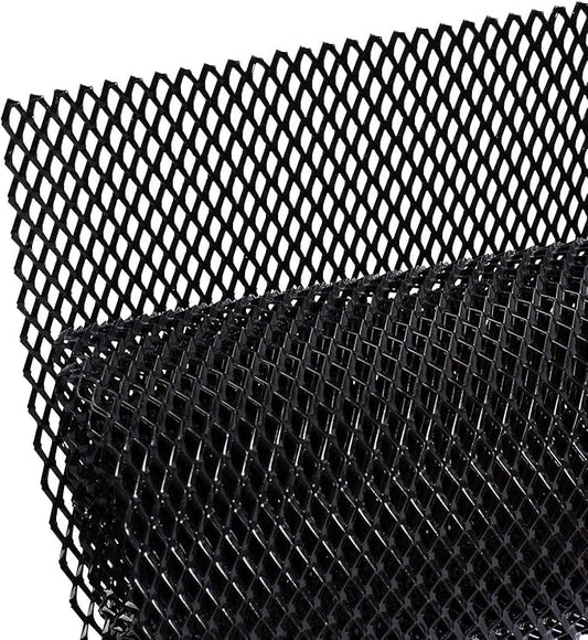 AggAuto 47x16 inches Car Pickup Truck Grill Mesh Spoiler Bumper Vent Aluminum Alloy Automotive Grille Insert Air Intake Racing Rhombic Hole 6x12mm Black