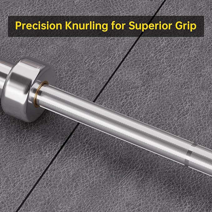 7FT Olympic Barbell, 1500LB Capacity Weight Bar with Knurled Grip, Fits 2” Plates, Straight Bar for Powerlifting, Weightlifting & Bench Press