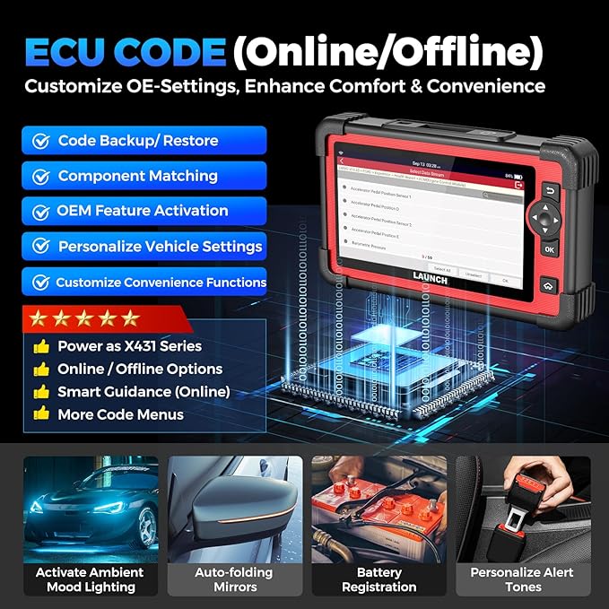 LAUNCH X431 CRP919E OBD2 Scanner, 2025 Bidirectional Scan Tool As CRP919EBT, ECU Code, 35+ Services, Active Test, All System Diagnose, CANFD & DOIP, FCA SGW, Android 10.0, 160+ Brands, 2 Year Update