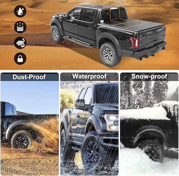 Lyon Cover 5.8ft / 69.3" Hard Tri-Fold Truck Bed Cover Compatible with 2007-2026 Chevy Silverado/GMC Sierra 1500 Fleetside Tonneau Cover | Not for CarbonPro Bed