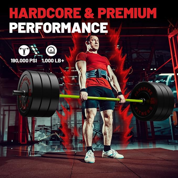 PAPABABE Olympic Barbell, 2-inch 45lb/35lb Weight Bar for Strength Training. 6.5ft/7ft Olympic Bar, 1000lb Plus Capacity, Chrome/Zinc Plating, knurled Grip for Bench Press Deadlift Squat