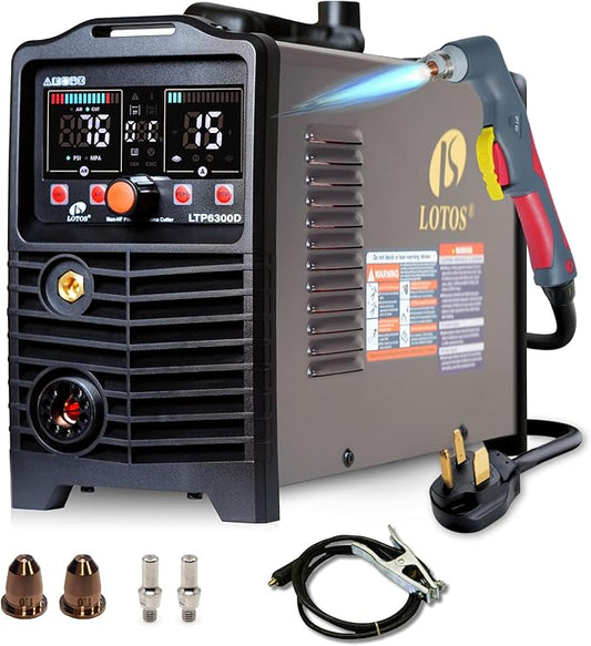LTP6300DCNC | 63A CNC-Enabled Plasma Cutter, Drag-Cut Enables, Non-HF Blowback Pilot Arc, 3/4" Clean (1" Sever), THC/ARC OK, Dual-Voltage 110/220V, Portable Air Plasma Cutter (63A Non-HF)