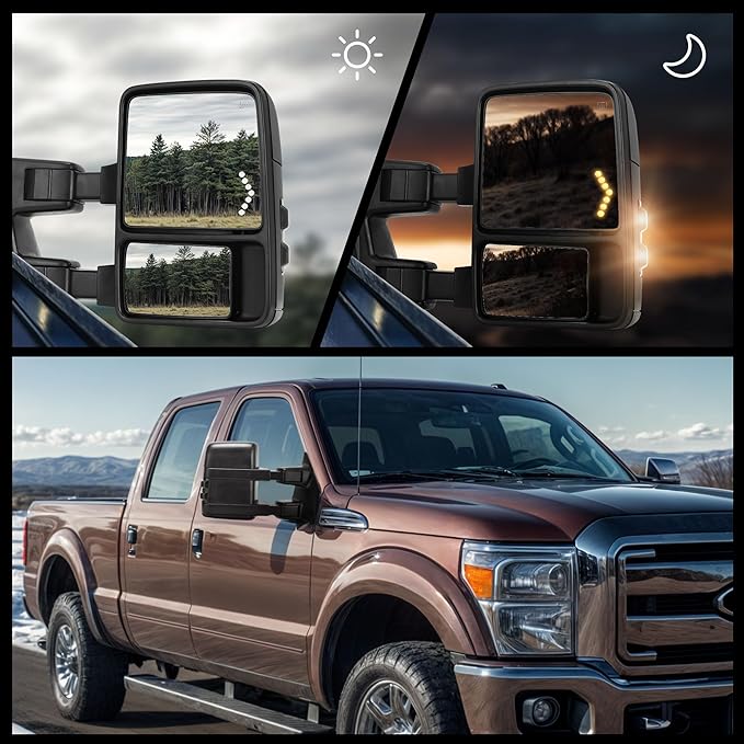 DWVO Towing Mirror Compatible with 2008 2009 2010 2011 2012 2013 2014 2015 2016 Ford F250 F350 F450 F550 Super Duty, Right Passenger Side Mirror with Power Heated Manual Folding