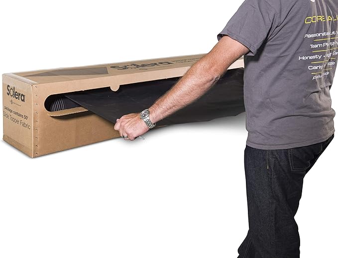 Solera Universal Slide-Topper Replacement Cut-to-Fit Fabric for 5th Wheel RVs, Travel Trailers, Motorhomes, 50' x 48" roll, Black - 432253