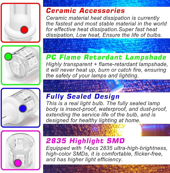 T10 194 912 921 906 2825 LED Bulb Blue 168 T10 Replacement Bulbs for RV Car Dome Map Door Courtesy License Plate Dashboard Lights Lamp 12V,4Pack