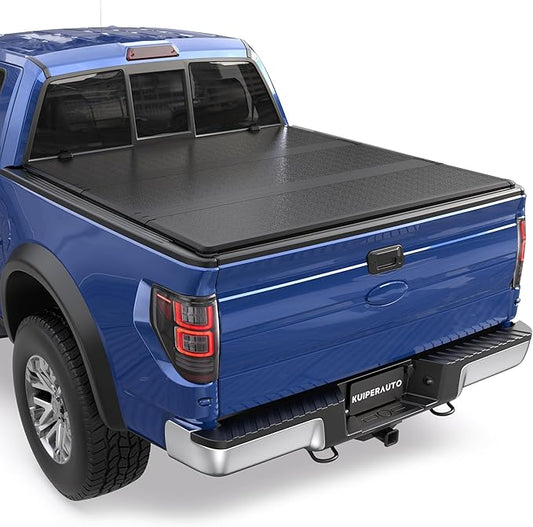 Fiberglass Tri Hard Truck Bed Tonneau Cover Compatible for 2009-2014 Ford F150 Styleside (Not for Flareside) 5.5 FT Bed On Top 66 inch Truck Bed Cover