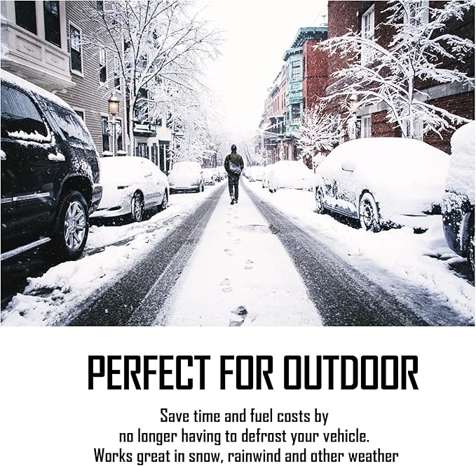 EXQUISLIFE Car Windshield Snow Ice Cover with 3 Layers Protection, Windshield Snow Ice Cover with Magnetic Edges Used for Snow Protection, Rain and Sun, Fits for Most Standard Cars, SUV