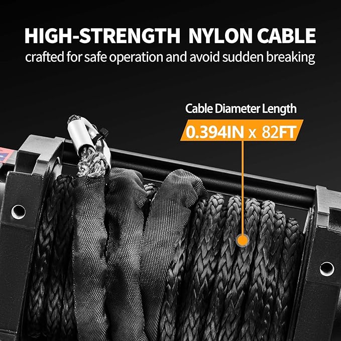 CXRCY 12V Electric Winch,17500LBS Load Capacity Synthetic Rope Towing Winches for Jeep Truck SUV,with Wired Handle and Wireless Remote