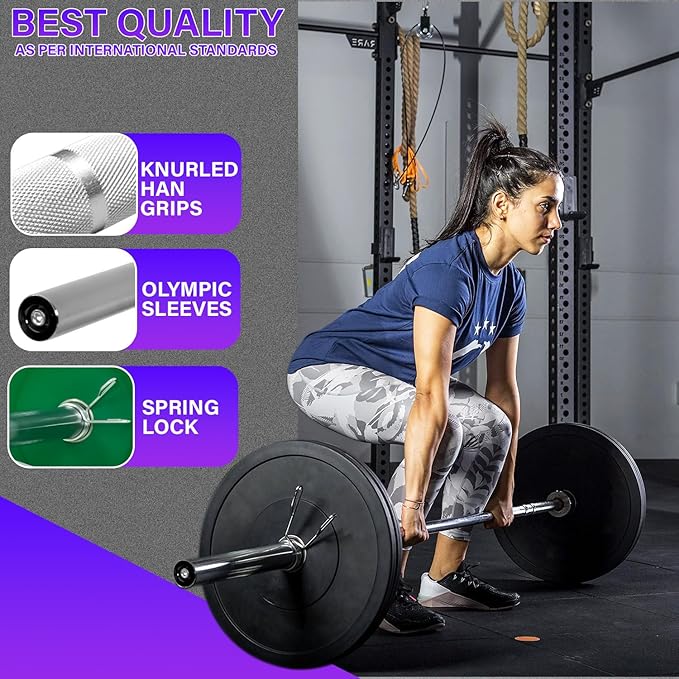7 ft Weight Bar, Olympic Bar for Weightlifing, Olympic Weights and Chrome Bar for Strength Training Olympic Weight Lifting Barbell