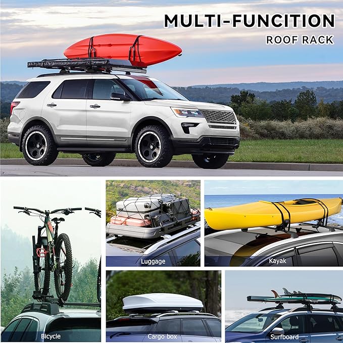 FLYCLE 220lbs Roof Rack Crossbars Fit for 2016-2019 Explorer with Anti-Theft Lcok, Aluminum Heavy Duty Cross Bars Rooftop Luggage Kayaks Bicycles Snowboard Canoe Carrier Cargo Bag