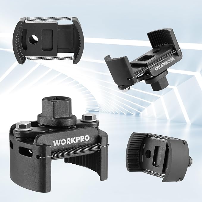 WORKPRO Universal Oil Filter Wrench Adjustable with Auto-Clamp Spring, Oil Filter Removal Tool, Oil Filter Change Set, Ideal for Engine Filters, Conduit, & Fittings