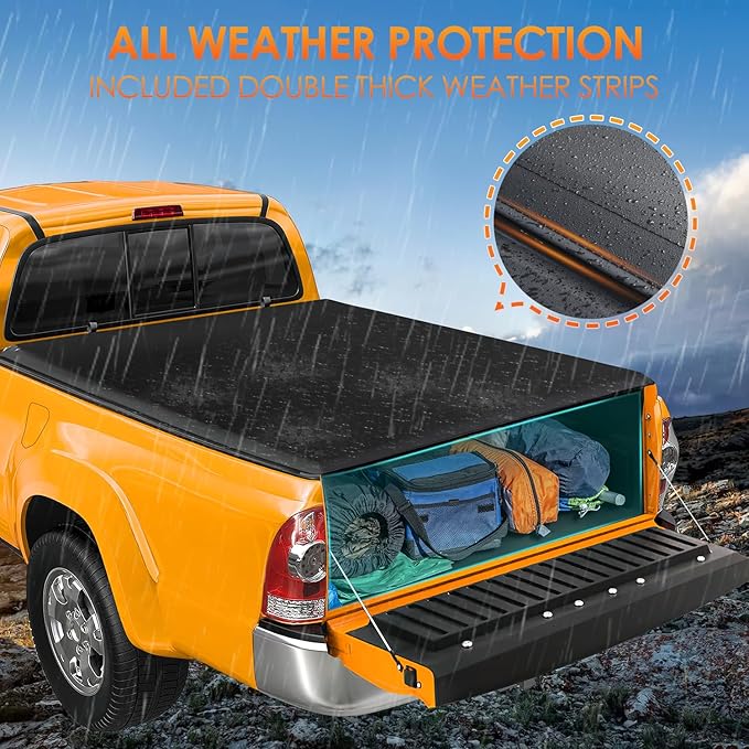 Nilight Soft Roll Up Truck Bed Tonneau Cover Compatible with Toyota Tacoma 2005 2006 2007 2008 2009 2010 2011 2012 2013 2014 2015 6ft