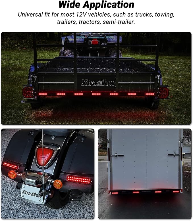 7.5 inch Aluminum Housing Red Stop Brake Turn Signal LED Trailer Lights 24LEDs Waterproof Surface Mount Side Marker Lights for Truck Tractor Motorcycle Jeep RV, 2Pcs