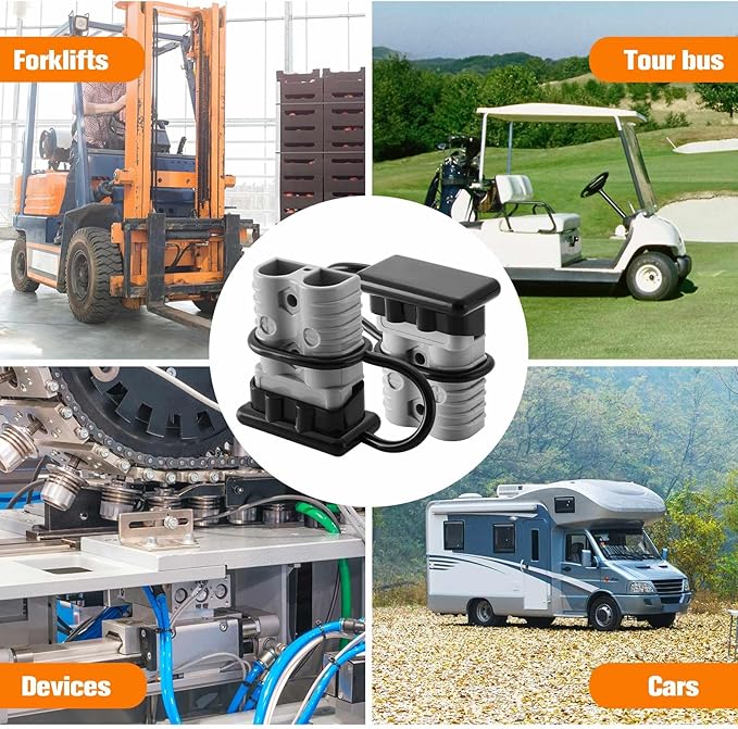 4 Pcs 1/0 Gauge 175 Amp Battery Quick Connect/Disconnect with Handle, Jumper Cable Plug Connector Kit for Recovery Winch, Towing Systems(Grey)