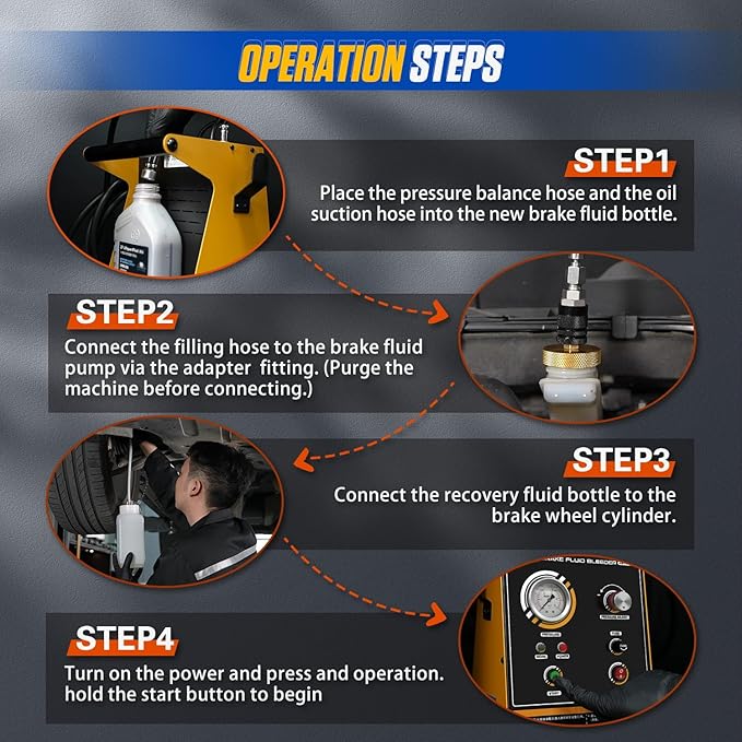 Automatic Brake Bleeder Kit,110V Brake Fluid Bleeder Machine,Fully Automatic Brake Bleeder kit,One-Person Operation,Air-Free Filling,Precise Pressure Control