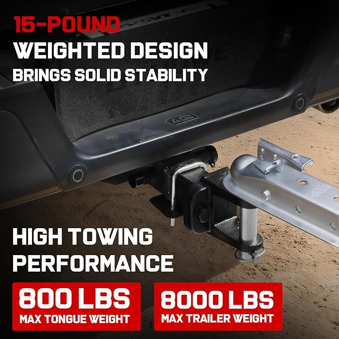 Trailer Hitch Ball Mount with 2" Trailer Ball, Universal Fits 2" Receiver of Trucks SUV Car Van ATV, 8000 LBS GTW, Heavy Duty Carbon Steel Truck Hitch, Multi Scenario Use Tow Hitch