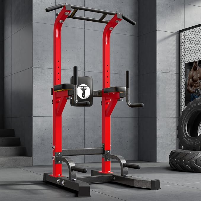 SogesHome Adjustable Pull Up Bar & Dip Station, Heavy Duty 500LB Capacity Multifunctional Home Gym Fitness Equipment for Strength Training, Push Up Stand for Arm, Back, Core & Full Body Workout