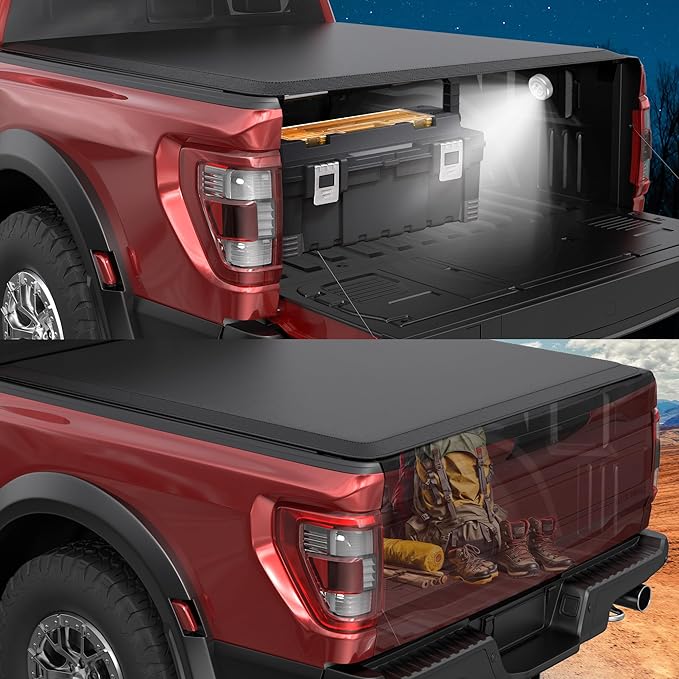 Soft Roll Up Truck Bed Tonneau Cover Compatible for 2009-2024 Dodge Ram 1500 Fleetside Without Ram Box 5.7FT 67.4Inch