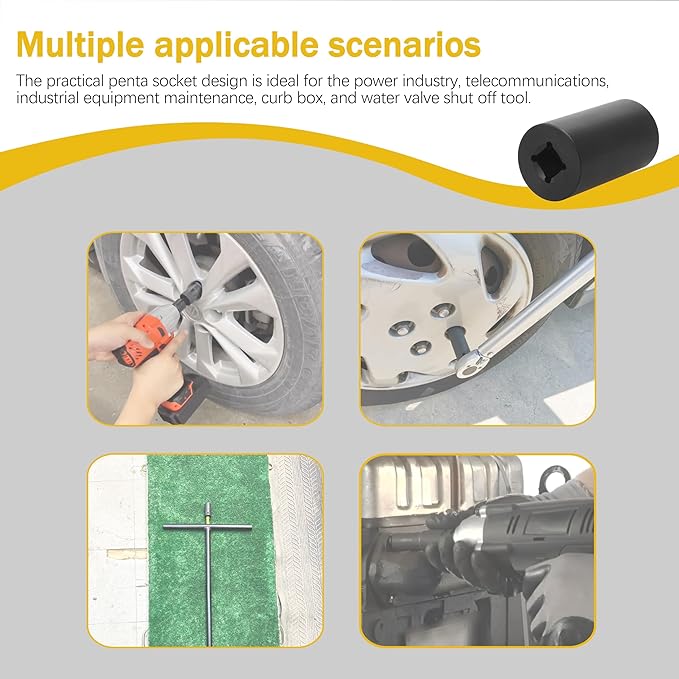Pentagon Socket, 3/8-Inch Drive 13/16-Inch 5-Point Impact Socket Tool for Pentagonal Nuts, Curb Boxes, Water Meters, Fire Hydrants