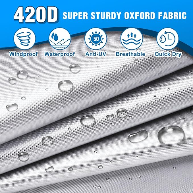 Oxford RV Cover,22-24 Ft Travel Trailer 420D Oxford Cloth,Tearproof Waterproof Windproof Camper Cover with Tongue Jack Cover,4 Tire Covers,6 Gutter Covers,3 Zippered Doors