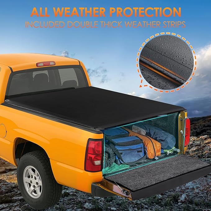 Nilight Soft Roll-Up Tonneau Cover Compatible with Chevy Silverado/GMC Sierra 1500 2500 3500 & HD Models 1999-2006–6.5ft Truck Bed Cover