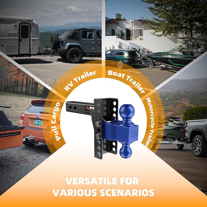 Adjustable Trailer Hitch -Drop Hitch (Fits 2-Inch Receiver) -6" Drop/Rise Tow Hitch, 2" & 2-5/16" Ball Hitches for Trucks -21,500 GTW Hitch Ball Mount with Anti-Theft Locking Hitch Pins