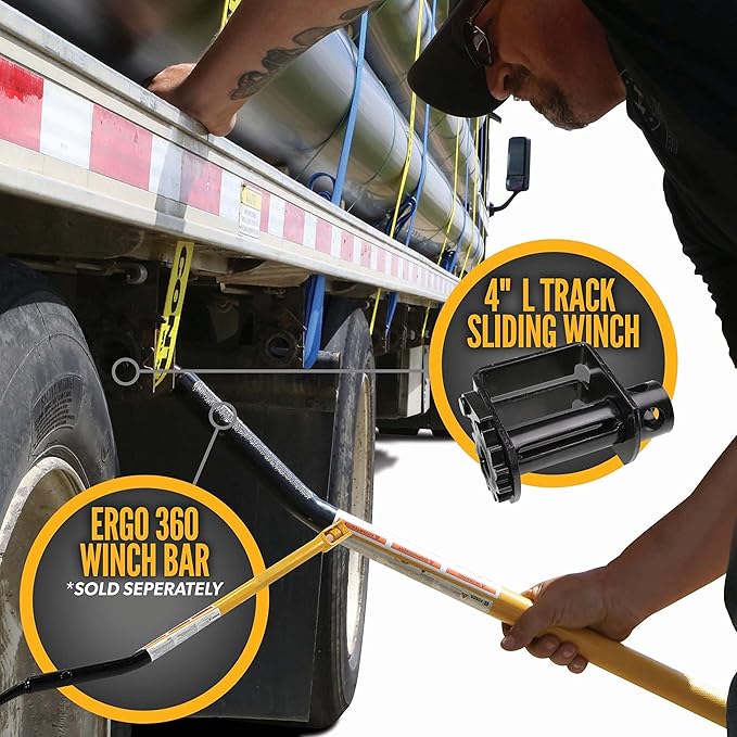 US Cargo Control Standard Sliding Winch for Double L Tracks (250-Pack), 4 Inch Winch Holds Up to 20 Feet of Webbing, Slides to Any Position for Winch Control, 5,500 LBS Working Load Limit