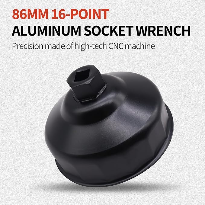 86.4mm 16 Flutes Oil Filter Wrench Compatible with BMW with 86mm Cartridge Style Filter Housing Caps, Oil Filter Housing Cap Removal Tool To Change Oil, Oil Filter Socket Wrench Kit
