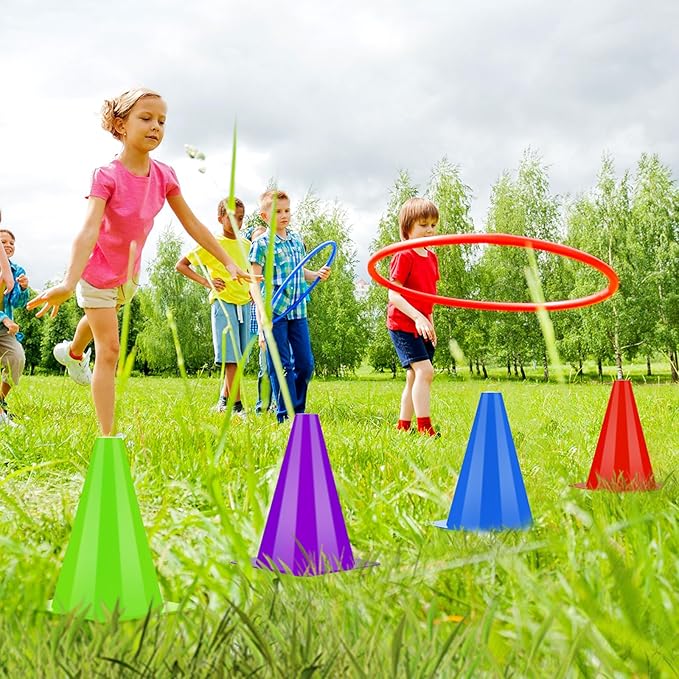 Leelosp 48 Pack 7" or 9" Plastic Traffic Cones Agility Field Marker Soccer/Safety/Sports/Training Cones for Skating Basketball Football Practice Drills Themed Party Decorations