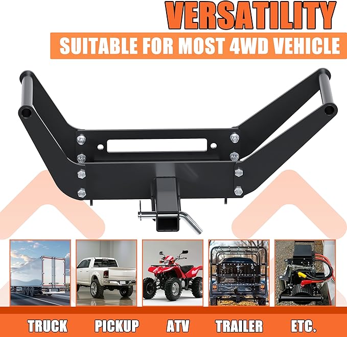 ECOTRIC 10x 4 1/2 Cradle Winch Mount Mounting Plate 8000-13,000 Lb Capacity Winch Mounting Hitch Receiver Recovery Winches Foldable