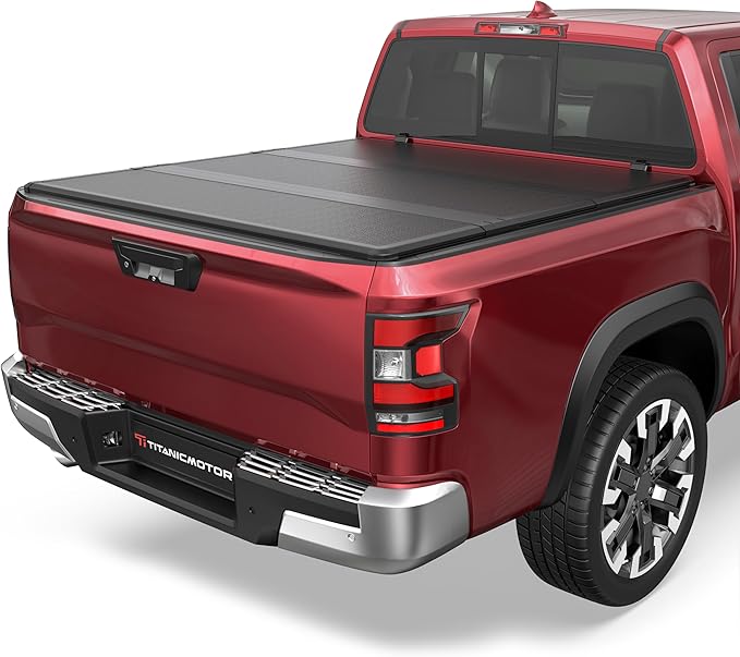 6.5FT Hard 3-Fold Fiberglass Truck Bed Tonneau Cover Compatible for 2017 2018 2019 2020 2021 2022 2023 2024 Nissan Titan Tri Folding 79Inch-Not Compatible for Titan Box