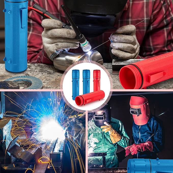 Zonon 4 Pcs Electrode Rod Storage Tube 14 Inch Airproof and Waterproof Welding Rod Holder for Canister(Red and Blue)
