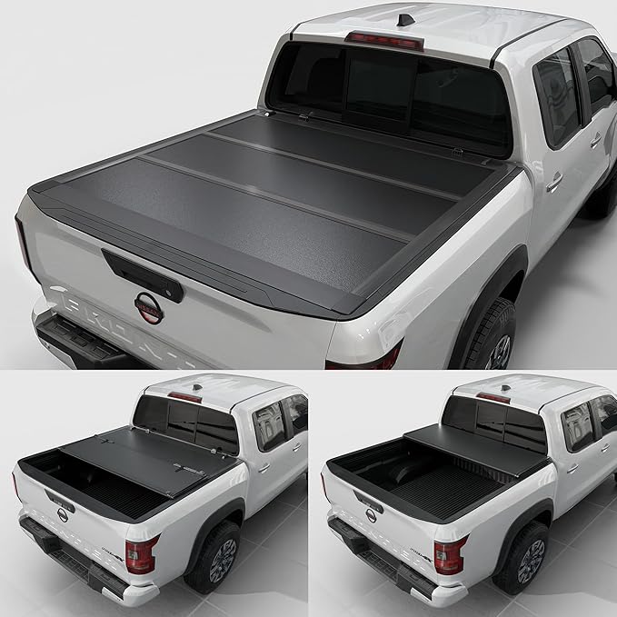 Low Profile Hard Folding Truck Bed Tonneau Cover Fits 2005-2022 Nissan Frontier 5' Bed (60")