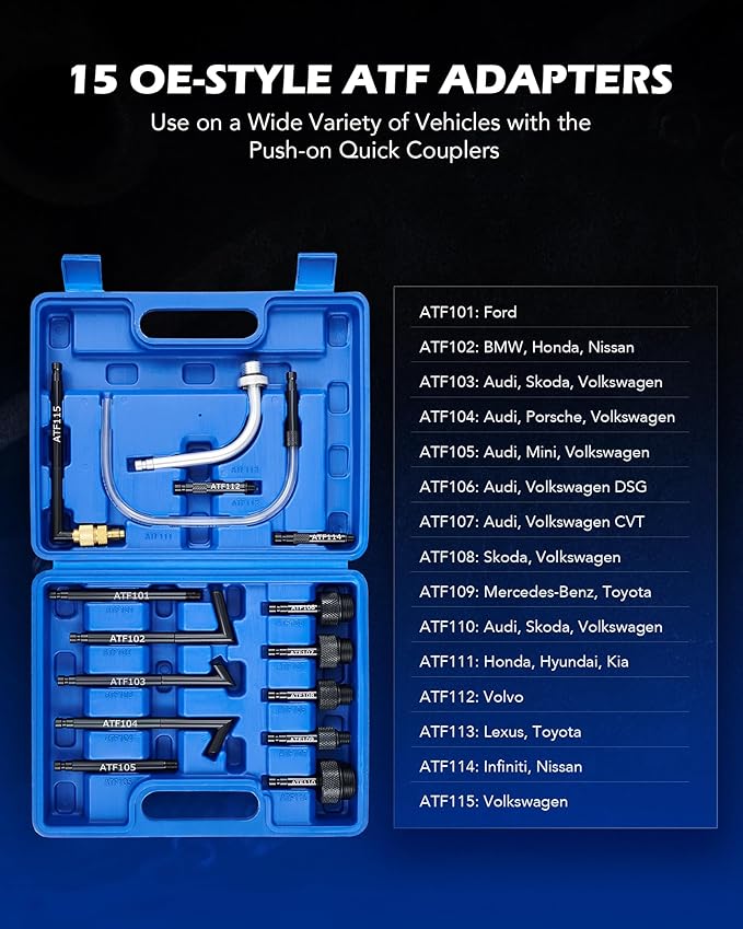 Orion Motor Tech 7.5L Transmission Fluid Pump, 2 Gallon Manual ATF Refill Kit Transmission Fluid Hand Pump Automotive, Transmission Fluid Transfer Pump, Transmission Fill Pump with 15 ATF Adapters